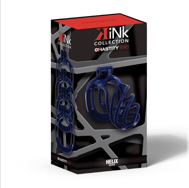 KINK CHASTITY HELIX COCK CAGE M DARK BLUE - FRKINK002263