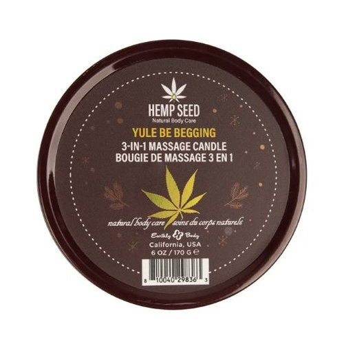 HEMP SEED 3-IN-1 MASSAGE CANDL YULE BE BEGGING 6OZ - EBHSCH025C