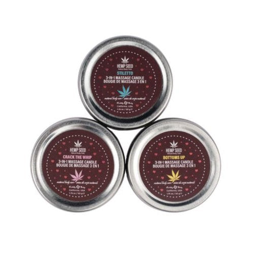 HEMP SEED 3 N 1 VALENTINE'S 2025 MASSAGE CANDLE TRIO 1.75 OZ - EBHSCV225T