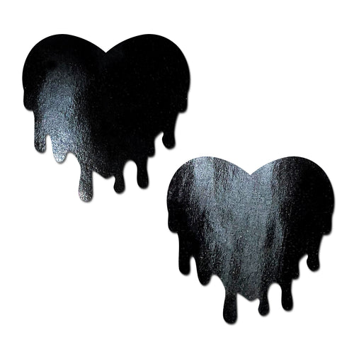 PASTEASE FAUX LATEX BLACK MELTY HEARTS - PASHRTMELTPLBK
