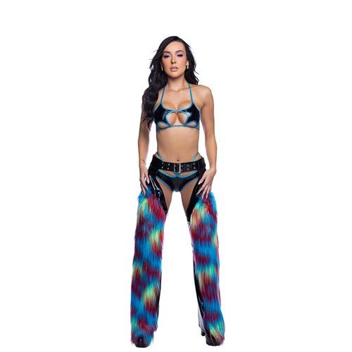 JR299 - PVC & Faux Fur Belted Chaps
