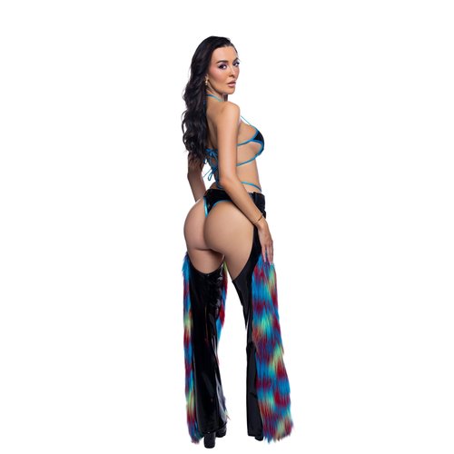 JR299 - PVC & Faux Fur Belted Chaps
