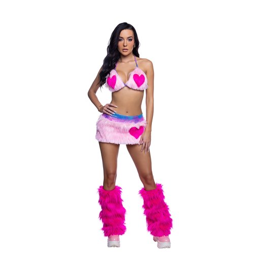 JR302 - Faux Fur Heart Skirt & Top Set