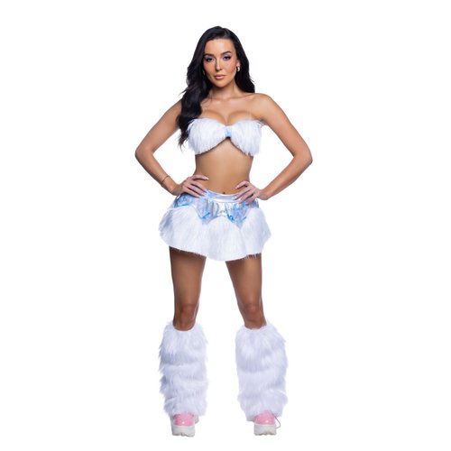 JR303 - Faux Fur Skirt & Bandeau Top