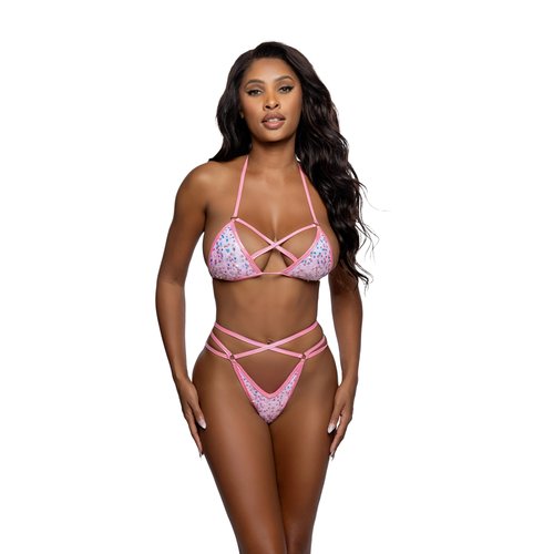 6779 - 2PC Sequin Strappy Ring Bikini Set