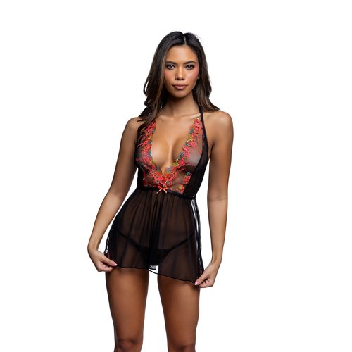 LI1042 - Midnight Rose Babydoll