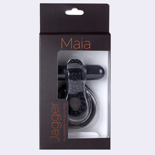 JAGGER RECHARGEABLE VIBRATING COCK RING BLACK SLEEVE - MTMA1721BK1