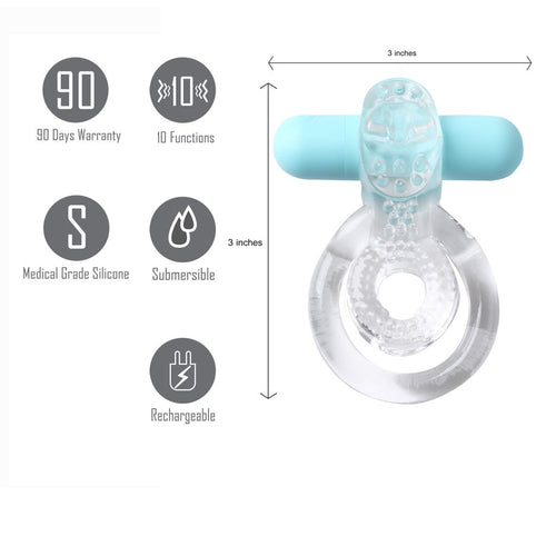 JAYDEN RECHARGEABLE VIBRATING COCK RING CLEAR SLEEVE - MTMA1720CLR