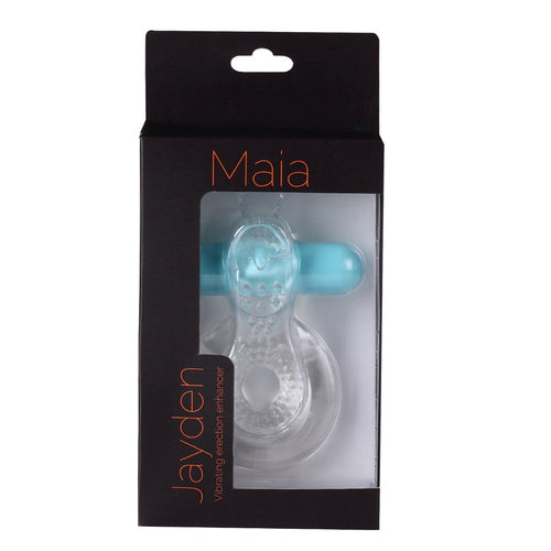 JAYDEN RECHARGEABLE VIBRATING COCK RING CLEAR SLEEVE - MTMA1720CLR