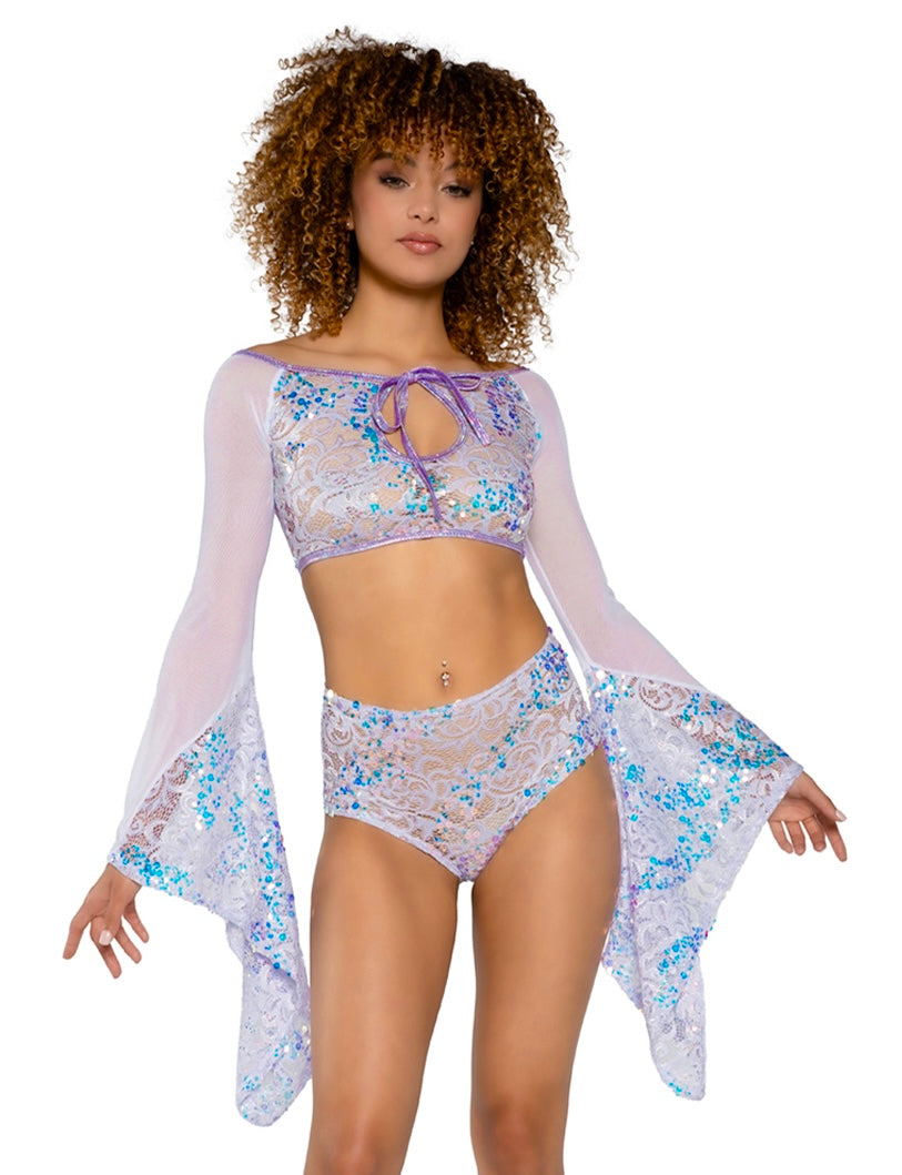 JR172 - Sequin Lace High-Waist Short