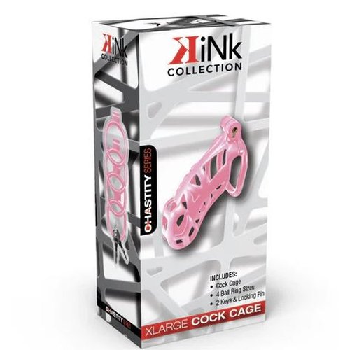 KINK CHASTITY SERIES LOCKING COCK CAGE XL PINK - FRKINK002225