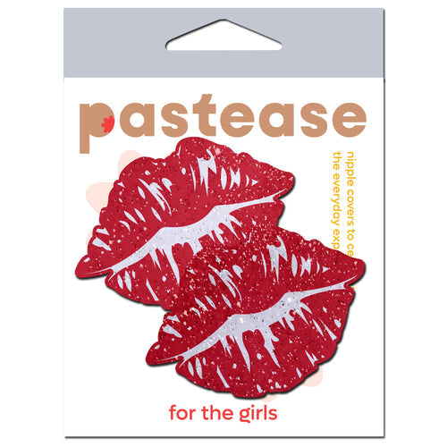 PASTEASE SPARKLY RED KISSING LIPS PASTIES - PASKISS