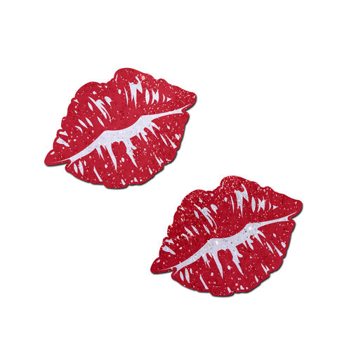 PASTEASE SPARKLY RED KISSING LIPS PASTIES - PASKISS