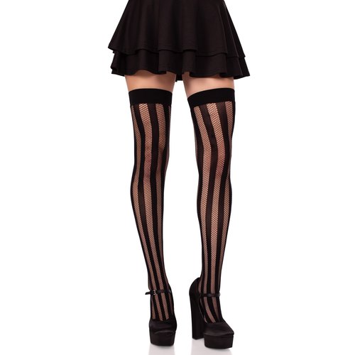 Krya Striped Net Thigh Highs - 6225      00122