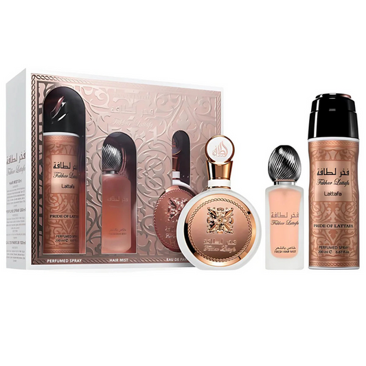 LATTAFA FAKHAR WOMEN 3PC SET, WOMEN'S GIFT SET, EDP-Pinkfoxxx