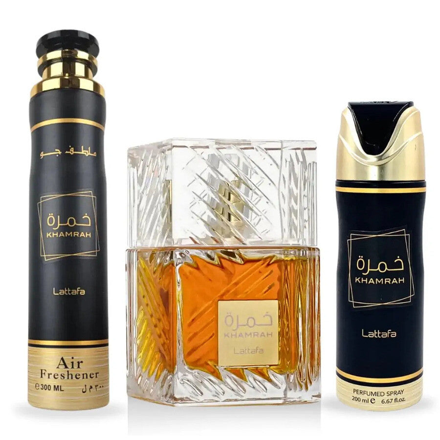 LATTAFA KHAMRAH 3PC SET, UNISEX GIFT SET, EDP-Pinkfoxxx
