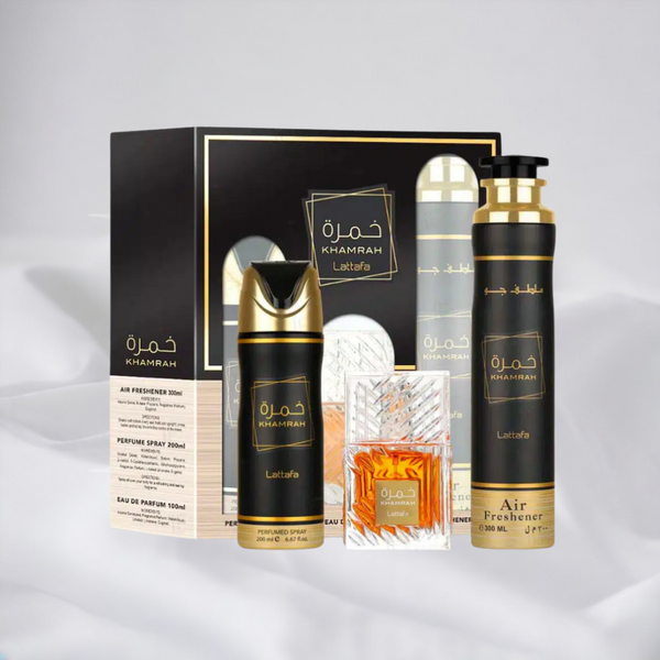 LATTAFA KHAMRAH 3PC SET, UNISEX GIFT SET, EDP-Pinkfoxxx