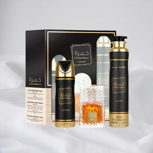 LATTAFA KHAMRAH 3PC SET, UNISEX GIFT SET, EDP-Pinkfoxxx