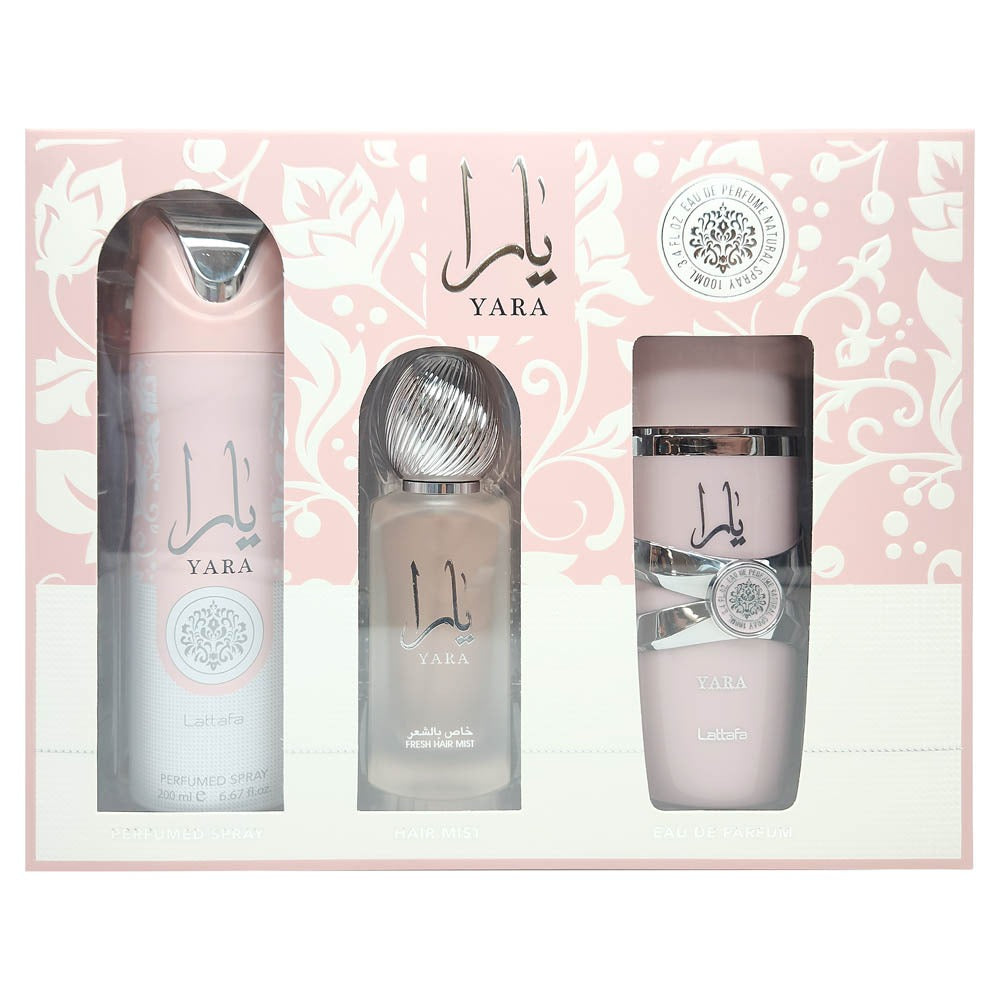 LATTAFA YARA 3PC SET, WOMEN'S GIFT SET, EDP-Pinkfoxxx