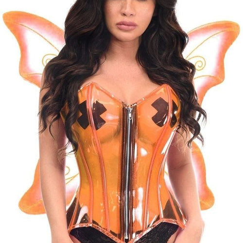 Lavish 2 PC Clear Orange Pixie Fairy Corset Costume