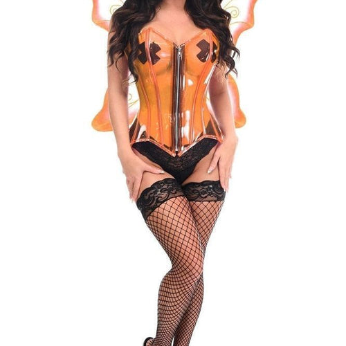 Lavish 2 PC Clear Orange Pixie Fairy Corset Costume