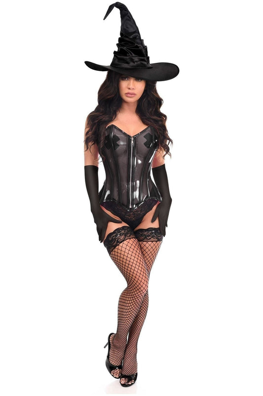 Lavish 3 PC Clear Black Witch Corset Costume - Daisy Corsets