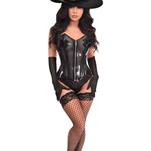 Lavish 3 PC Clear Black Witch Corset Costume