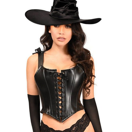 Lavish 3 PC Faux Leather Witch Corset Costume