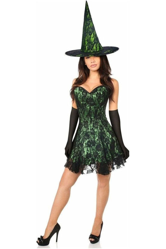 Lavish 3 PC Green Lace Corset Dress Costume - Daisy Corsets