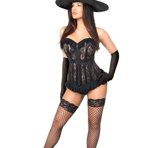 Lavish 3 PC Sheer Lace Witch Corset Costume