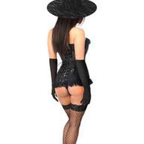 Lavish 3 PC Sheer Lace Witch Corset Costume