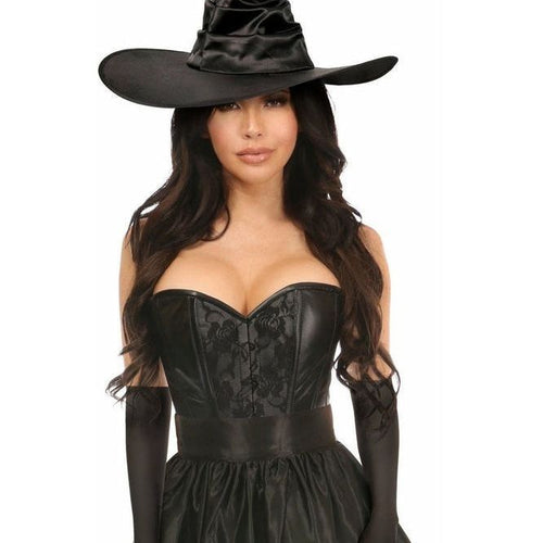 Lavish 4 PC Black Lace Witch Corset Costume