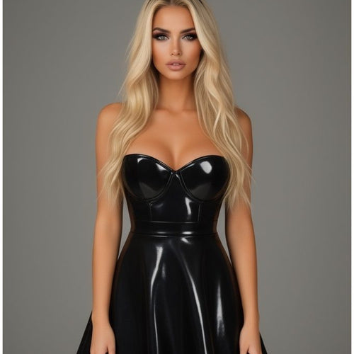 Lavish 4 PC Black Patent Bunny Corset Costume