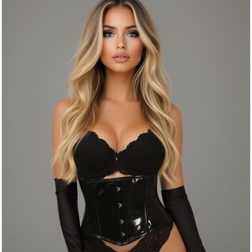Lavish 4 PC Black PVC Bunny Corset Costume