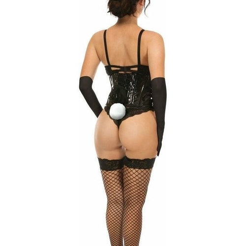 Lavish 4 PC Black PVC Bunny Corset Costume