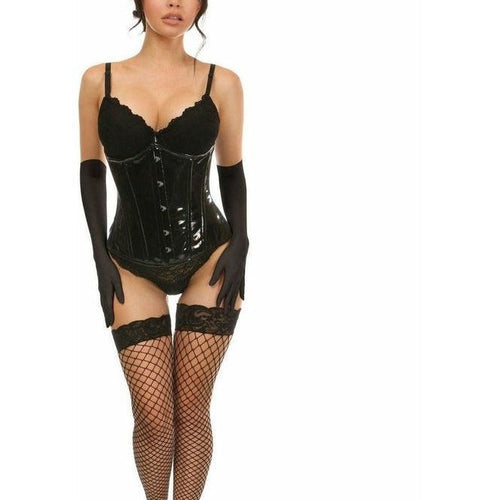 Lavish 4 PC Black Vinyl Bunny Corset Costume