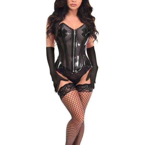Lavish 4 PC Clear Black Bunny Corset Costume