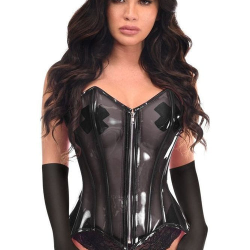 Lavish 4 PC Clear Black Cop Corset Costume
