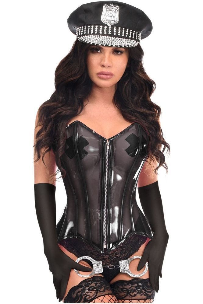 Lavish 4 PC Clear Black Cop Corset Costume - Daisy Corsets