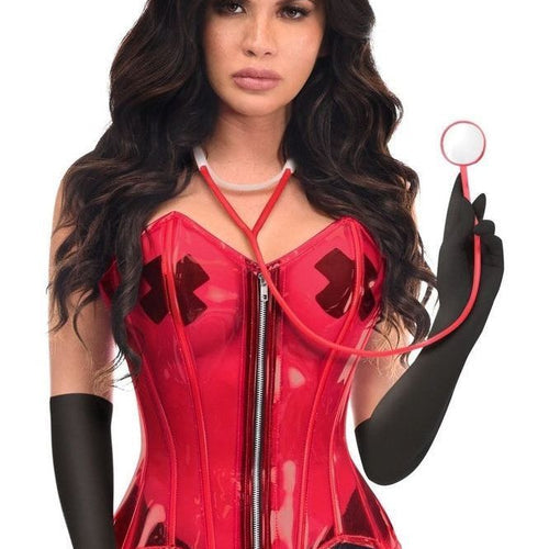 Lavish 4 PC Clear Pin-Up Nurse Corset Costume