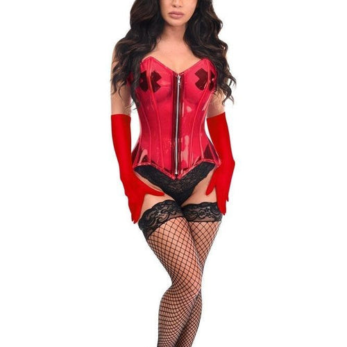 Lavish 4 PC Clear Red Sexy Bunny Corset Costume