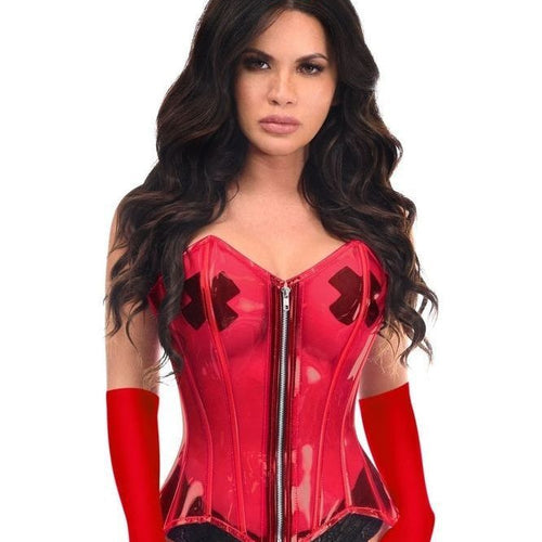 Lavish 4 PC Clear Red Sexy Bunny Corset Costume