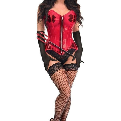 Lavish 4 PC Clear Red Sexy Devil Corset Costume