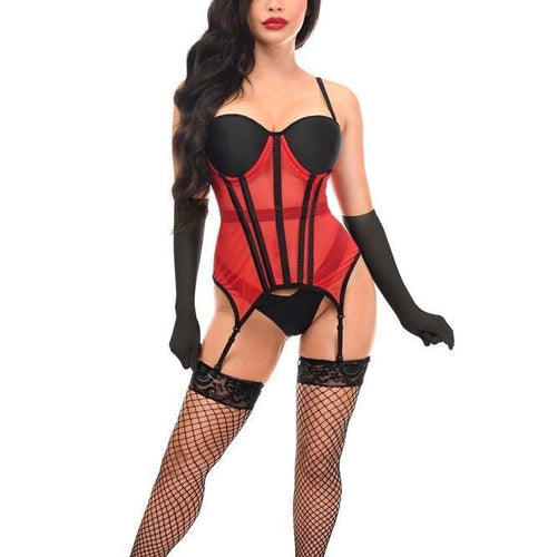 Lavish 4 PC Red/Black Sexy Bunny Lingerie Costume