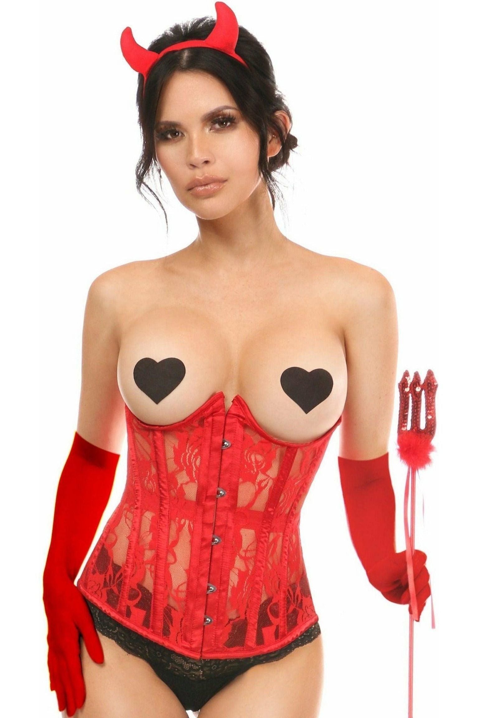 Lavish 4 PC Sexy Red Devil Corset Costume - Daisy Corsets