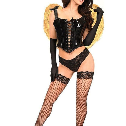 Lavish 4 PC Vinyl Golden Angel Corset Costume