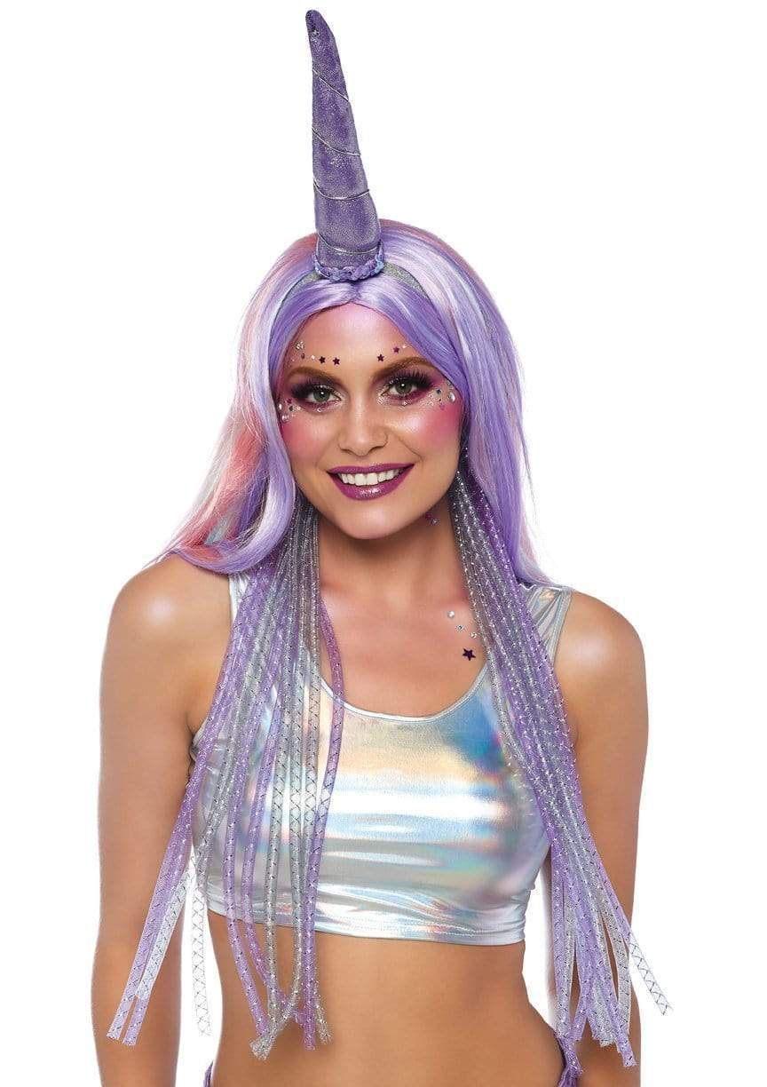Mystical Shimmer Unicorn Headband with Tube Ribbon Mane - A2820     07622