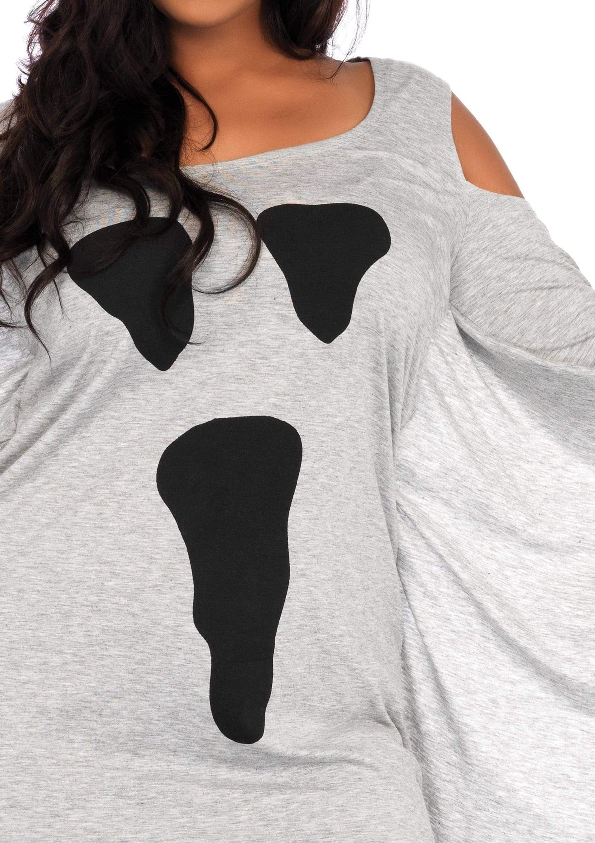 Plus Jersey Ghost Long Sleeve Halloween Dress - 86680X    02508