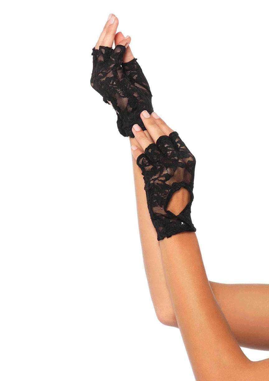 Lace Keyhole Fingerless Gloves - 2724      00122