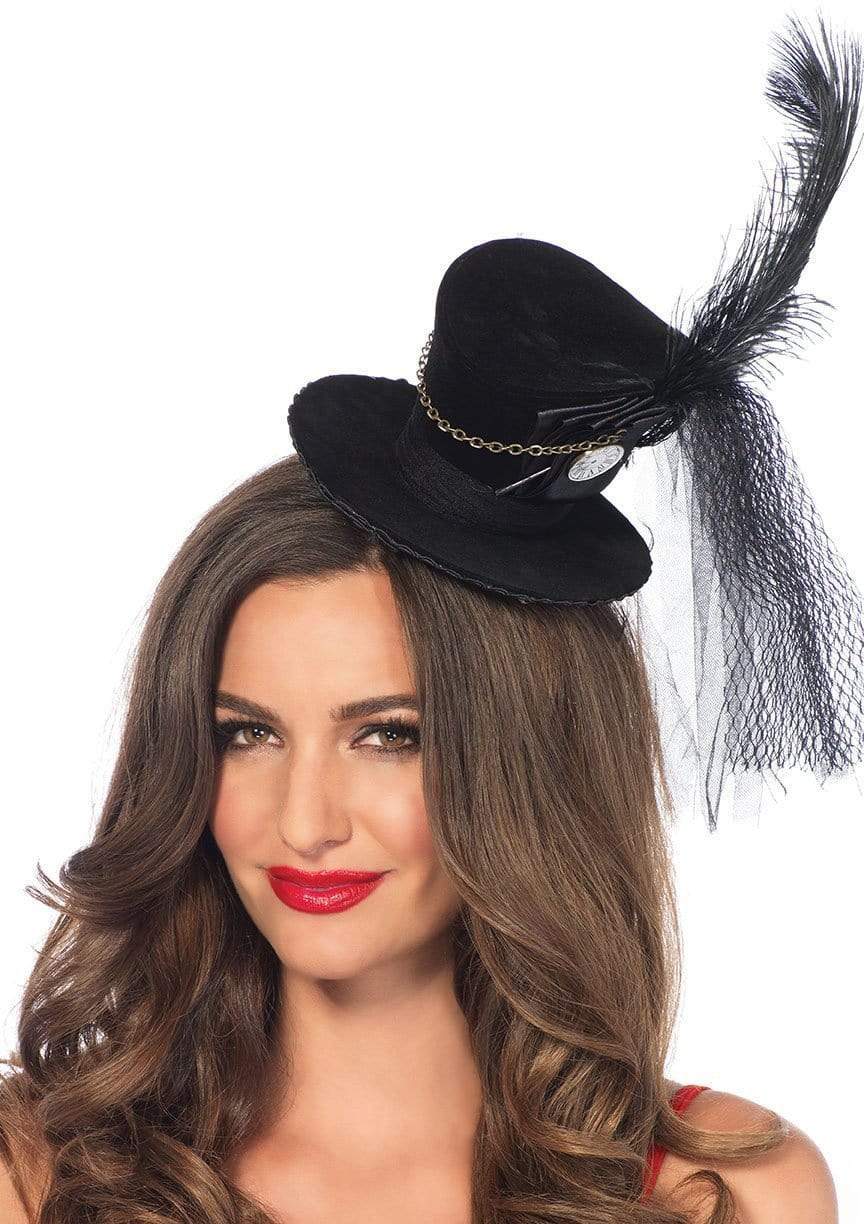 Steam Punk Velvet Mini Top Hat With Chains - A1958     00122